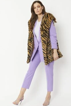 JAYLEY Tiger Print Faux Fur Hooded Gilet -Deals Fabulous Women Wear Store jayley tiger print faux fur hooded gilet p6228 70121 image