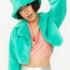 JAYLEY Turquoise Faux Fur Bucket Hat