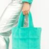 JAYLEY Turquoise Faux Fur Tote Bag