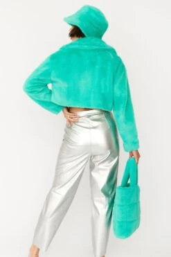 JAYLEY Turquoise Faux Fur Tote Bag -Deals Fabulous Women Wear Store jayley turquoise faux fur tote bag p12337 84751 image