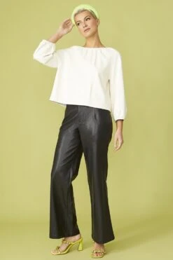 JAYLEY White Eco Leather Swing Top -Deals Fabulous Women Wear Store jayley white eco leather swing top p12859 87112 image
