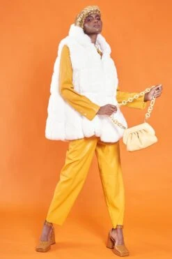 JAYLEY White Faux Fur Long Hooded Gilet -Deals Fabulous Women Wear Store jayley white faux fur long hooded gilet p12753 86384 image