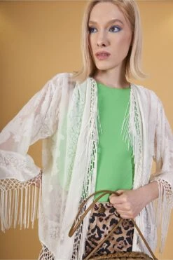 JAYLEY White Silk Devore Cape -Deals Fabulous Women Wear Store jayley white silk devore cape p8739 49069 image