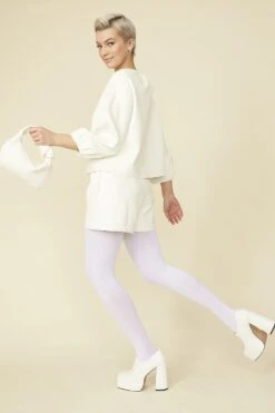 JAYLEY White Tencel Blend Eco Leather Shorts