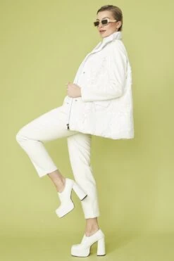 JAYLEY White Velvet Sequin Gilet