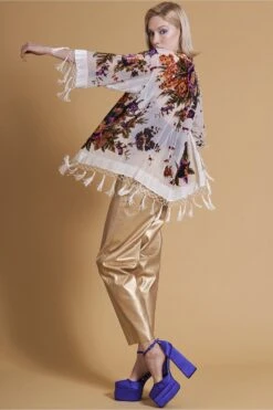 JAYLEY White Vintage Silk Devore Kimono Jacket -Deals Fabulous Women Wear Store jayley white vintage silk devore kimono jacket p2941 45949 image