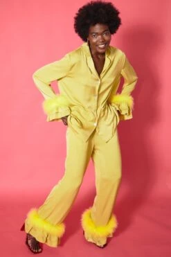 JAYLEY Yellow Awilix Day To Night Feather Co-ord