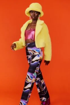 JAYLEY Yellow Faux Fur Bucket Hat -Deals Fabulous Women Wear Store jayley yellow faux fur bucket hat p12715 86111 image