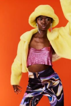 JAYLEY Yellow Faux Fur Bucket Hat -Deals Fabulous Women Wear Store jayley yellow faux fur bucket hat p12715 86112 image