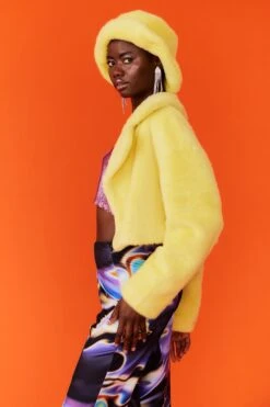 JAYLEY Yellow Faux Fur Bucket Hat -Deals Fabulous Women Wear Store jayley yellow faux fur bucket hat p12715 86113 image