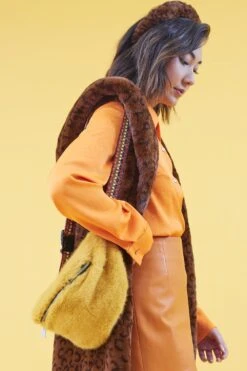 JAYLEY Yellow Faux Fur Bum Bag