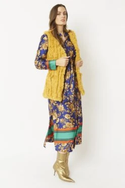 JAYLEY Yellow Faux Fur Faux Suede Vertical Stripe Gilet -Deals Fabulous Women Wear Store jayley yellow faux fur faux suede vertical stripe gilet p5273 64716 image