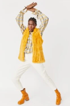 JAYLEY Yellow Faux Fur Gilet -Deals Fabulous Women Wear Store jayley yellow faux fur gilet p3682 78014 image