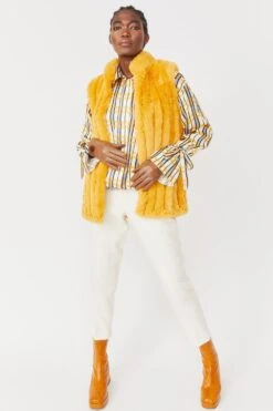 JAYLEY Yellow Faux Fur Gilet -Deals Fabulous Women Wear Store jayley yellow faux fur gilet p3682 78015 image