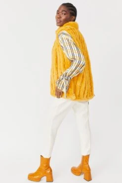 JAYLEY Yellow Faux Fur Gilet -Deals Fabulous Women Wear Store jayley yellow faux fur gilet p3682 78016 image