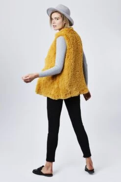 JAYLEY Yellow Hand Knitted Faux Fur Gilet -Deals Fabulous Women Wear Store jayley yellow hand knitted faux fur gilet p3974 58761 image