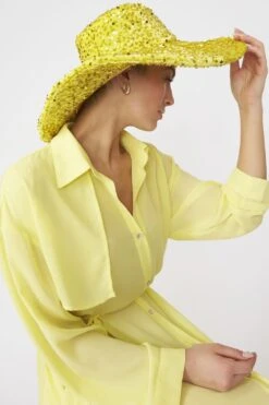 JAYLEY Yellow Sequin Handmade Flapper Hat