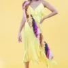 JAYLEY Yellow Silk Blend Maxi Ruffle Dress