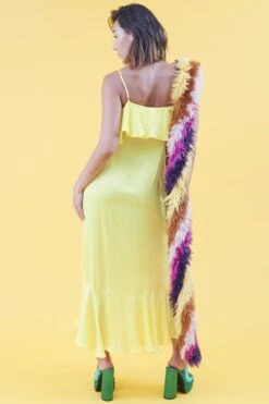 JAYLEY Yellow Silk Blend Maxi Ruffle Dress -Deals Fabulous Women Wear Store jayley yellow silk blend maxi ruffle dress p14379 94866 image