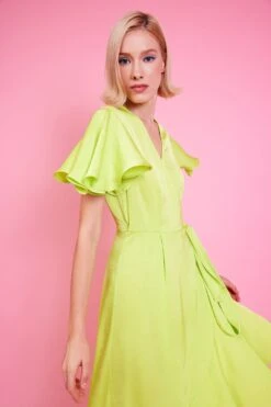 JAYLEY Yellow Silk Blend Maxi Ruffle Wrap Dress -Deals Fabulous Women Wear Store jayley yellow silk blend maxi ruffle wrap dress p14498 95799 image