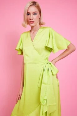 JAYLEY Yellow Silk Blend Maxi Ruffle Wrap Dress -Deals Fabulous Women Wear Store jayley yellow silk blend maxi ruffle wrap dress p14498 95800 image